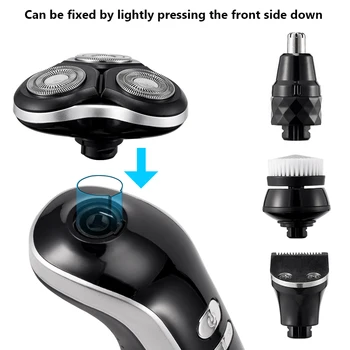 USB Įkrovimo 4 IN 1 Plaukų Clipper Skustuvas 4D Trigubas Peilis Galvos Skustuvai Nosies Plaukų Žoliapjovės Veido Valymo šepetys Barzda Žoliapjovės