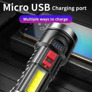 USB Įkrovimo Šviesos Nešiojamų Lauko Žibintuvėlį, Fakelą Ultra Ryškus LED Žygiai
