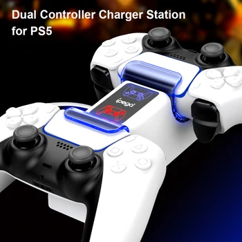 Už DualSense Įkroviklis Dviguba Krovimo Doko Stotis Stendas su LED Indikatorius Apšvietimas PlayStation 5 PS5 Valdiklio tipas-c