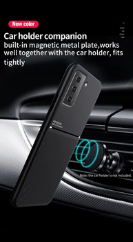 Už s21 Plus Atveju Odos Tekstūrą, Telefono dėklas, Skirtas samsung galaxy s30 Ultra Plus 5g Automobilių Magnetinis Laikiklis atsparus smūgiams Silikoninis Dangtelis