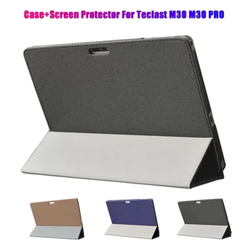 Už Teclast PRO M30 Atveju+Screen Protector PU Tablet Atveju Teclast M30 10.1 Colių Planšetinį kompiuterį Apversti Atveju Tablet Stand
