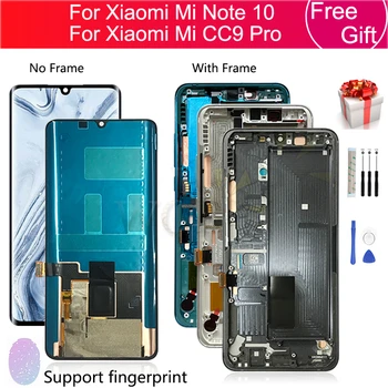 Už Xiaomi Mi-10 Pastaba Lcd Ekranas Jutiklinis Ekranas Asamblėjos skaitmeninis keitiklis M1910F 4G +Rėmas mi note10 Pro 