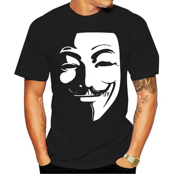 V For Vendetta T-Shirt Anonimas Guy Fawkes Kaukė Vyrų Medvilnės T Shirts, O Kaklas Trumpas Rankovės Derliaus Viršūnes Vyrų Tees Tshirts