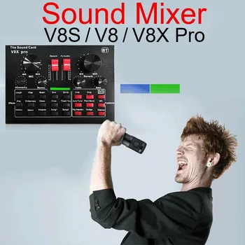 V8X PRO V8S V8 Garso Maišytuvas DSP Garso Įrašymo Profesinės Streaming Live Transliacijos Mikrofonas Garso Korta USB PC Tik Tok