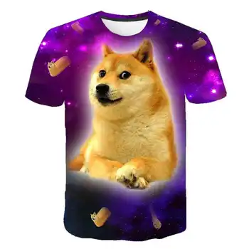 Vaikai Juokinga Maisto Šuo Corgi Haskis Gyvūnų Šunų Erdvė, Galaxy T-shirt Vasaros Vaikų 3D marškinėliai Berniukams Mergaičių Gražių Pica Spausdinimo Tshirts