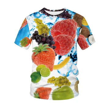 Vaisiai Stiliaus 3D Print T-Shirt Vyrai Moterys Mados O-Kaklo trumpomis Rankovėmis Marškinėliai Kiwi Modelis Hip-Hop Streetwear Tees Viršūnes Vyrų Marškinėlius