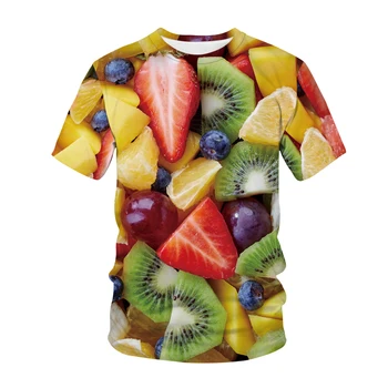 Vaisiai Stiliaus 3D Print T-Shirt Vyrai Moterys Mados O-Kaklo trumpomis Rankovėmis Marškinėliai Kiwi Modelis Hip-Hop Streetwear Tees Viršūnes Vyrų Marškinėlius