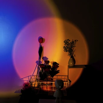 Vaivorykštė Saulėlydžio Projektoriaus Lempa Atmosfera Led Nakties Šviesos Juostoje Namuose Imtis Vaizdo Įrašo Fono Sienų Apdailai Spalvinga Projektoriaus Šviesos