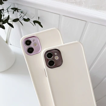 Vaizdo kameros Objektyvo Apsaugos Telefono dėklas Skirtas iPhone 12 11 Pro Max XR XS Max X 7 8 Plus SE 2 12Pro vientisos Spalvos Matinis TPU Minkštas Galinį Dangtelį