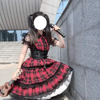 Vasaros Japonijos Gothic Lolita Jsk Suknelė Moterims Viktorijos Derliaus Cosplay Punk Lolita Kostiumai, Pasakų Kei Viduramžių Pledas Suknelės