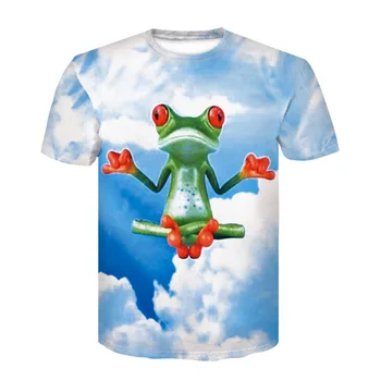 Vasaros naujausių animacinių filmų gyvūnų vyras marškinėliai, juokinga, viršuje varlė spausdinti mielas marškinėliai Homme hip-hop T-shirt