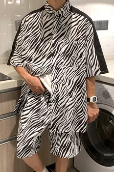 Vasaros Zebras Spausdinti Šortai trumpomis Rankovėmis Viršūnes Mados Kostiumą Vyrų Du-piece Set 2021 Naują Atsitiktinis Laisvi Marškinėliai, Kelnės Plonas Plius Dydis
