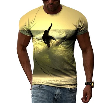 Vasarą Naršant Spausdinti Kietas vyriški T-shirt 3D Negabaritinių Jaukus Gatvės Atsitiktinis Viršūnes Tee Harajuku Trumpas Rankovės Vyrų marškinėliai