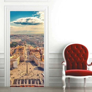 Vatikano Miesto Panoramos Durų Lipdukas Gyvenimo Kambario, Miegamasis Apdailos Klijų Tapetai Plakatas Namų Dekoro Sienos Lipdukai Geometrinio