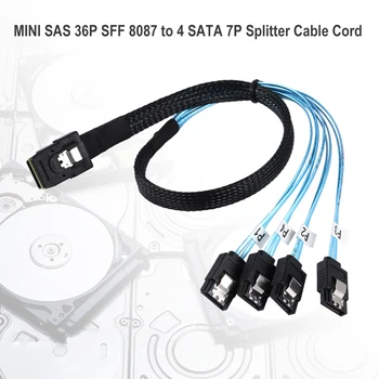 Vidaus Mini SAS SFF-8087 36-Pin 4 SATA 7-Pin Priekį Breakout Cable 12Gbps 70cm 1M Kietojo Disko Duomenų Splitteer Kabelis Laido