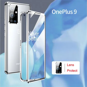 Vienas Plius 9 Pro Oneplus 9 Byloje Metalo Rėmas Magnetas Aliuminio Bamperis dvigubo Stiklo visiškai Apsaugoti Padengti Oneplus 9 pro Telefono dėklas