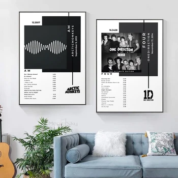 Vintage Black Arctic Monkeys ESU Viena Kryptimi Plakatas Keturių Albumo Apipavidalinimas Muzikos Plakatai, Drobė Spausdina Sienos Meno Kambarys Namų Dekoro
