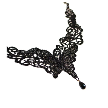 Vintage juodas drugelio nėrinių chokers karoliai moterims trumpas derliaus OLIS madinga collier femme harajuku karoliai fj438