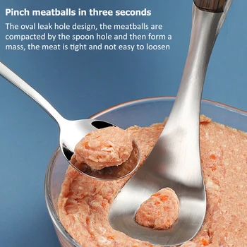 Virtuvės Meatball Maker Šaukštas Nerūdijančio Plieno Non-Stick Meatball Kūrėjas Su Elipsės Formos Nutekėjimo Skylę Virtuvė Įtaisą Mėsos Įrankis