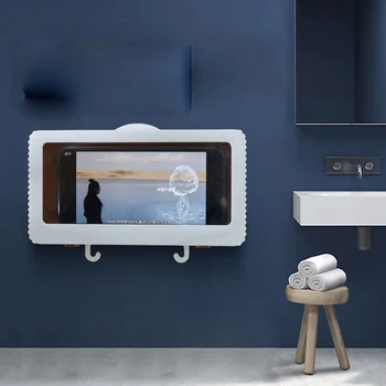 Vonios kambarys vandeniui mobiliojo telefono dėžutė punch-nemokamai sieniniai jutiklinis ekranas mobiliojo telefono laikiklis vonios kambarys dušo apsauga lauke