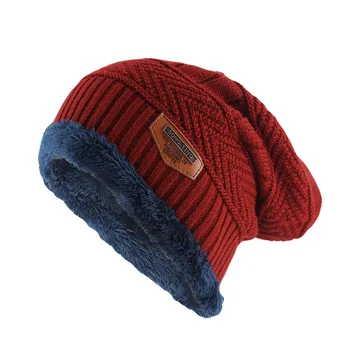 Vyriški megzti skrybėlę beanies vilnonių plius aksomo paminkštintas šiltas gaubtas dviračių žiemos megzti skrybėlę beanie skrybėlių žiemą kepurės vyrams