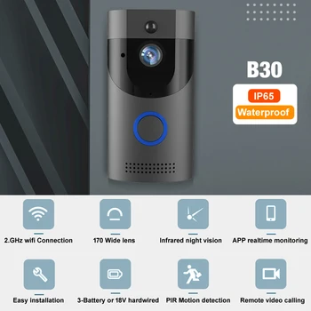 WIFI Doorbell IP65 Vandeniui Smart Video Durų Bell Varpelių 720P Belaidžio Ryšio Anti-theft Alarm IP Smart Home Security Kameros