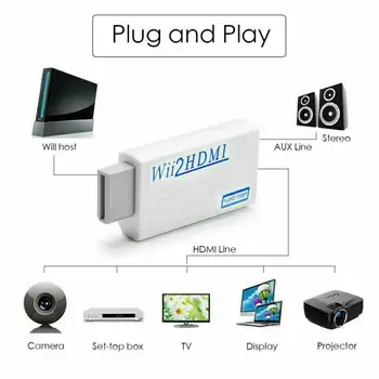 Wii Su HDMI suderinamus Konverteris 3.5 Mm Audio Video Išvestis Automatinė Upscaler Adapteris Ntsc 480i Pal 576i 1080P Adapteris