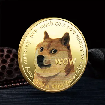 WOW Auksą, Sidabrą, Monetas, Dogecoin Bitcoin Progines Monetas Mielas Šuo Modelis Šuo Suvenyrų Kolekcija Dovanos