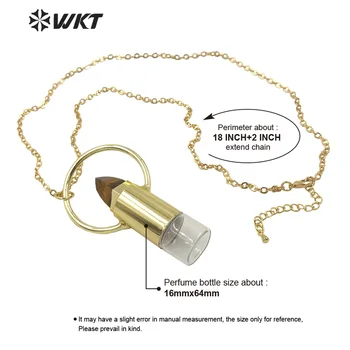 WT-N1294 Naujausias mados aukso metalo lūpų forma Dvasios kvarco karoliai pakabukas lady Big Ring hoop akmens kvepalų buteliuko karoliai