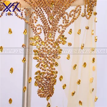 XFXvenus 1 vnt Gana karoliukai aukso spalvos, kalnų krištolas pleistrai liemenė aplikacijos kristalai Drabužiai didelis dydis vestuvių suknelės 