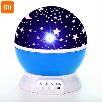 Xiaomi Vaikų Star Projektoriaus Lempa Miegamasis LED Nakties Šviesos Kūdikių Lempos Dekoro Sukasi Žvaigždėtą Darželio Mėnulis Galaxy Projektorius