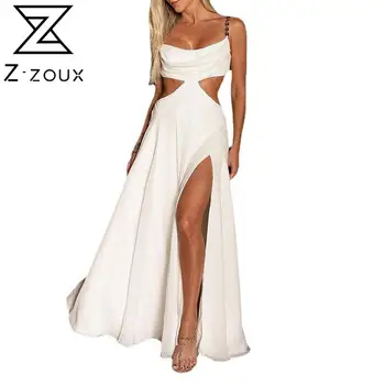Z-zoux Moterų Suknelė Tuščiaviduriai Iš Asimetrija Rankovių Seksualus Suknelės Moterų Plius Dydžio Baltos spalvos Long Beach Suknelės Moterims 2021 Naujas Mados