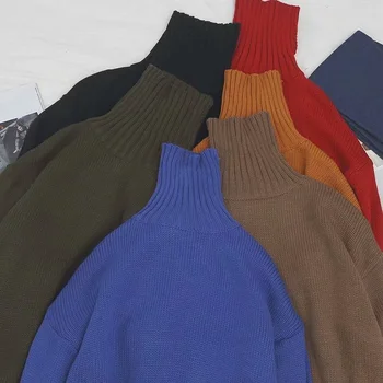 ZAZOMDE 2021 Naujas Vyrų Golfo Megztinis Žiemą Viršūnes Paprasta Baggy Atsitiktinis Megztinis Visas rungtynes, Madinga korėjos versija Streetwear