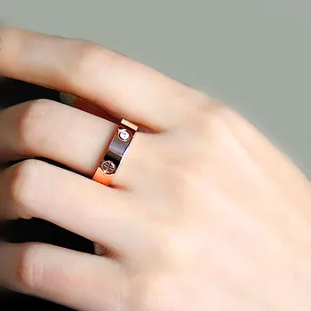 ZJL Moteris žiedai mados accesories pora sužadėtuvių vestuvių juostoje papuošalai iš nerūdijančio plieno rose gold crystal Cirkonis vyrų žiedas
