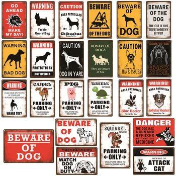 Įspėjimas Saugokitės Šunų Derliaus Metalo Alavo Ženklai Plakatas Įspėjimo Šuo Retro Apnašas Sienų Apdailai A12