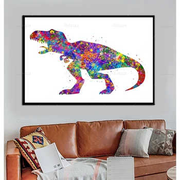 Šiaurės Abstrakčiai Amžiaus Dinozaurai Meno Drobė, Tapyba, Plakatas Hd Spaudinių Modulinės Akvarelė Sienos Nuotraukas Vaikas Miegamojo Kambarį