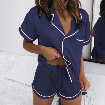 Šilko Pižama Moterų Namų Kostiumas Širdies Išsiuvinėti Pižamos Pj Rinkinys Satin naktiniai drabužiai Sleepwear 2021 Pijama Verano Mujer
