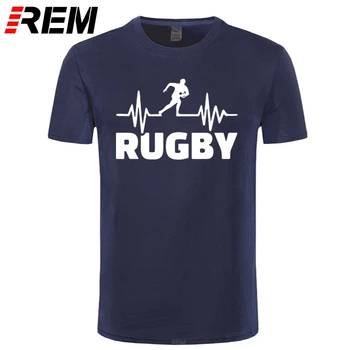 Širdies plakimas Rugbying T-shirts Vyrų Vasaros Mados Trumpas Rankovės Marškinėliai Medvilnės Juokinga Spausdinti Viršūnes Sporto Mens Tee