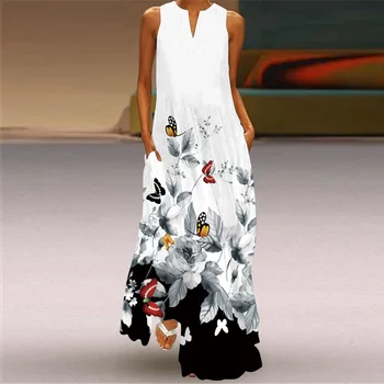Širdies Spausdinti Derliaus Balta Suknelė 2021 Šalis V Kaklo Vasaros Sundresses Elegantiškas 3D Suknelės Moterims Atsitiktinis Paplūdimio Maxi Suknelės Moterims