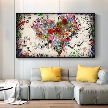 Širdis Gėlių Tapybos ant Drobės Abstrakčiai Sienos Menas, Plakatų ir Spausdinimo Skandinavijos Cuadros Gyvenimo Kambario, Miegamasis Dekoro