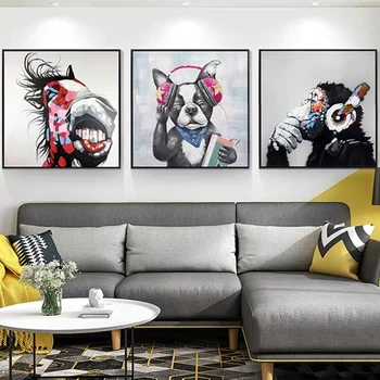 Šiuolaikinio Meno Akvarelė Gyvūnų Kiaulių Šuo Rankomis Dažyti Plakatas Drobės Tapybos Sienos Nuotrauka Šiaurės Šalių Namų Kambarį Apdailos Cuadros