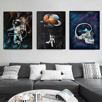 Šiuolaikinio Meno Tapybos WANGART Astronautas Kosmose Svajonių Žvaigždę, Drobė, Tapyba, Plakatų ir grafikos Namų Sienų Apdaila Dažymas