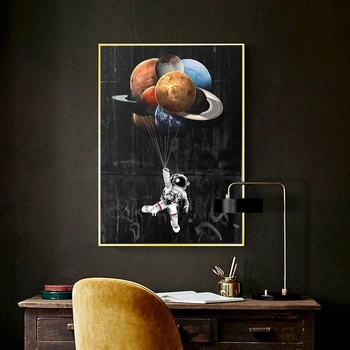 Šiuolaikinio Meno Tapybos WANGART Astronautas Kosmose Svajonių Žvaigždę, Drobė, Tapyba, Plakatų ir grafikos Namų Sienų Apdaila Dažymas