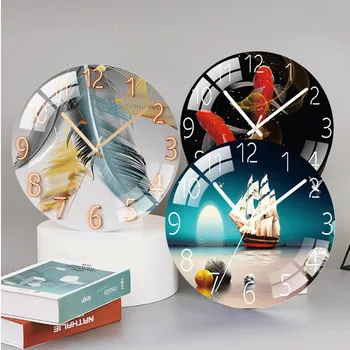 Šiuolaikinės Laikrodžiai Sieninis Laikrodis Kambarį Šiaurės šalių Kūrybinius Mados Namų Stiklo Punch-nemokama Šviesa Prabanga Silent Žiūrėti Paprastas Kvarcas