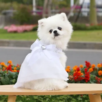 Šuo Bowknot Vestuvių Suknelė Pet Pavasario Vasaros Drabužių Princesė Dress Romantiška 